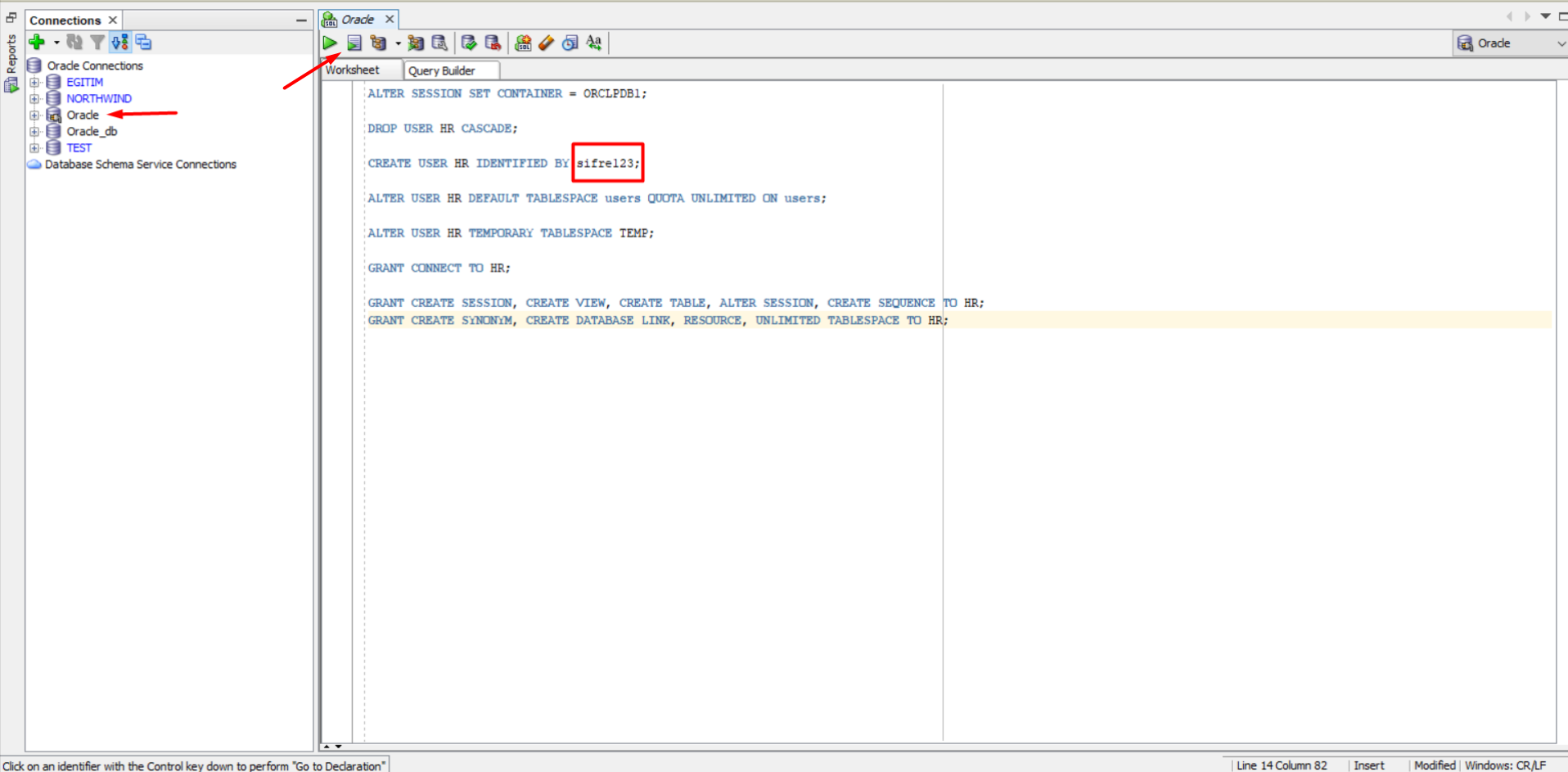 Oracle SQL HR Tablosu